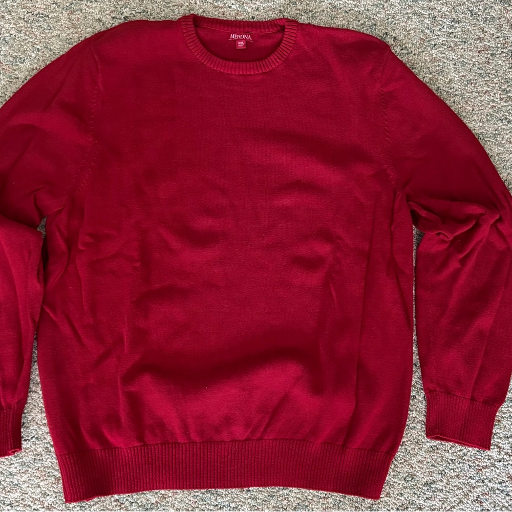 MERONA Men’s Sweater 100% Cotton Crewneck Pullover Burgundy XXL From Target